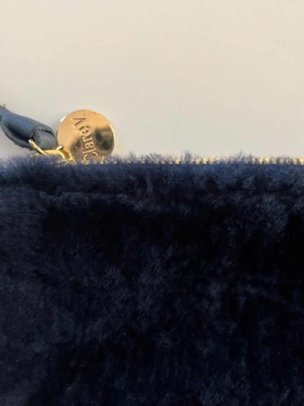 Clare V foldover clutch navy sherpa